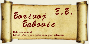 Borivoj Babović vizit kartica